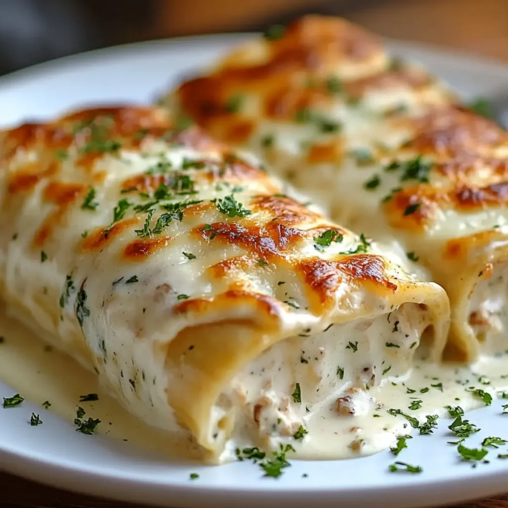Chicken Alfredo Lasagna Rolls