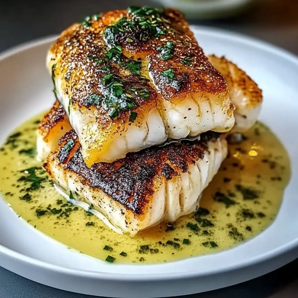 Lemon Garlic Butter Cod with Crispy Skin
