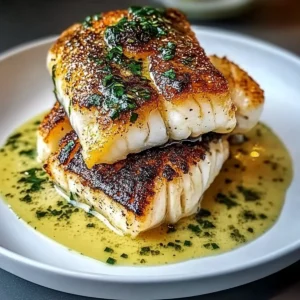 Lemon Garlic Butter Cod with Crispy Skin