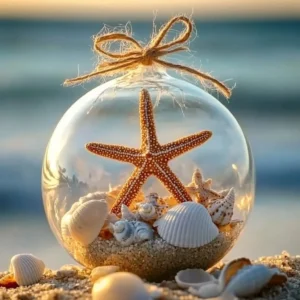 Beach in a Glass coastal ornament showcasing ocean-inspired decor