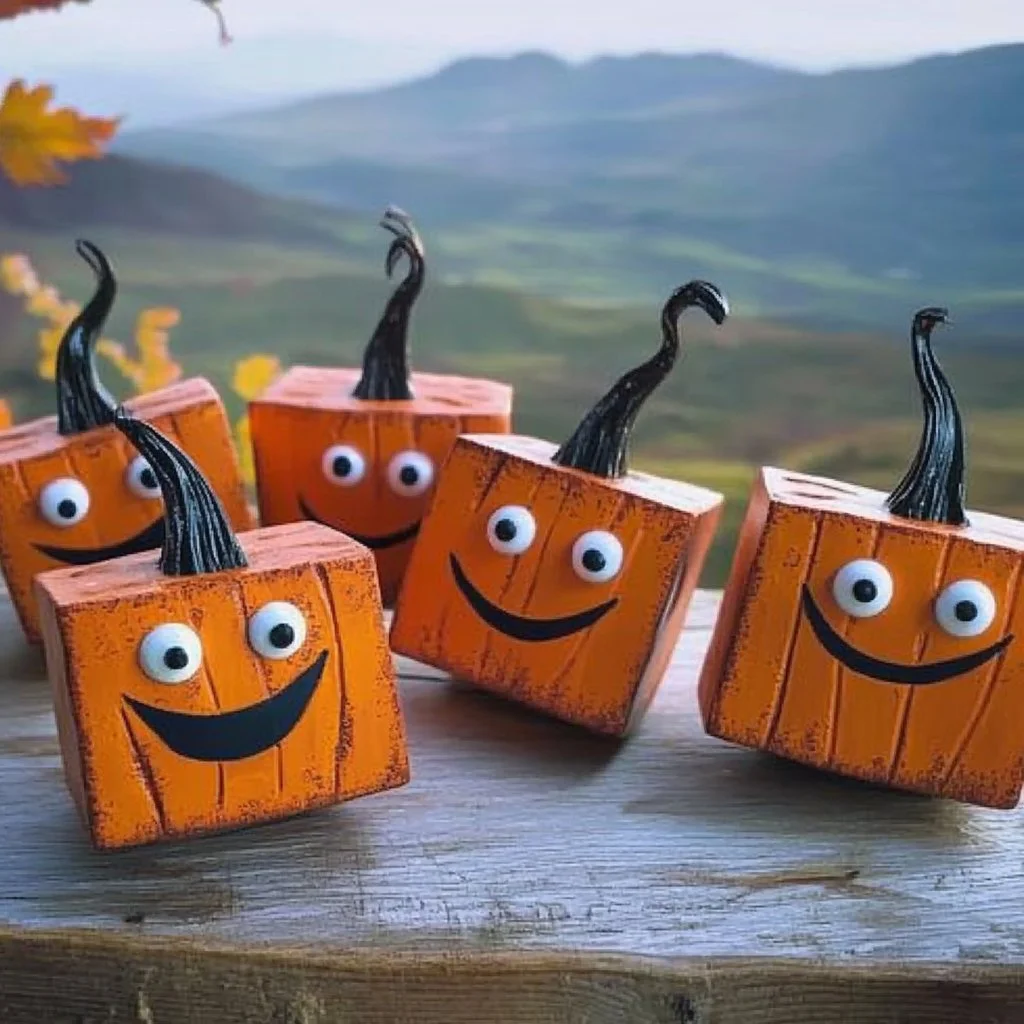 Colorful pumpkin magnets on a refrigerator, perfect for fall decor