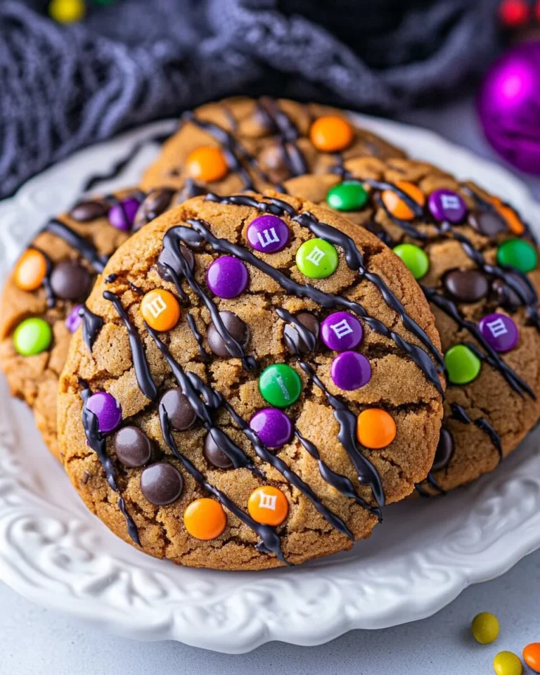Easy Halloween cookies decorated with M&Ms for festive treats