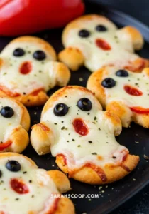 Spooky Ghostly Cheese Pizza Bites for Halloween celebrations