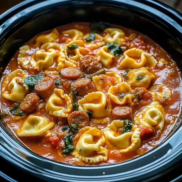 Crockpot Cheese Tortellini and Sausage – Easy Slow Cooker Dinner