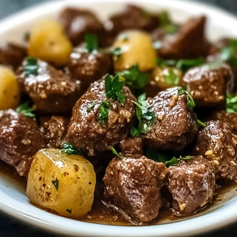 High Protein Slow Cooker Garlic Butter Beef Bites - Easy Dinner Recipe!