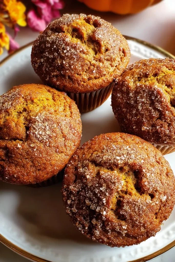 Spiced moist pumpkin muffins fresh out of the oven, perfect for fall baking