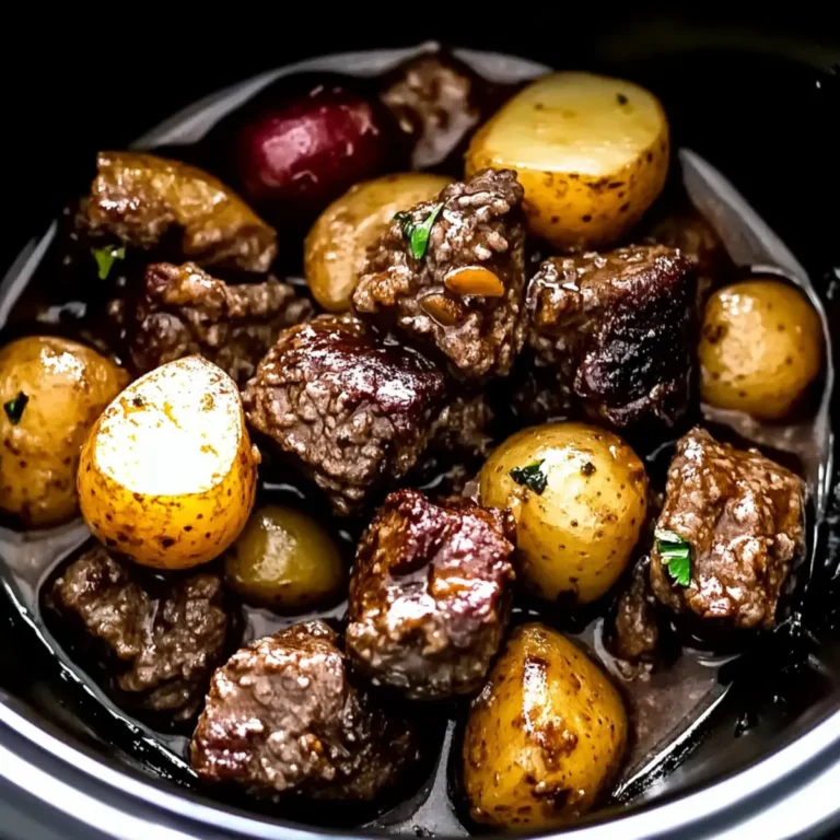 Crockpot Garlic Butter Beef Bites with Potatoes