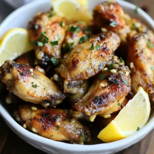 Crispy Lemon Garlic Chicken Wings, fall potluck ideas and fall lunch ideas