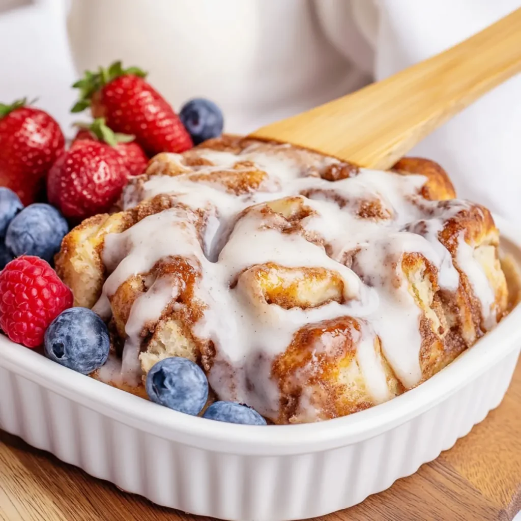 The Easiest Cinnamon Roll Breakfast Bake
