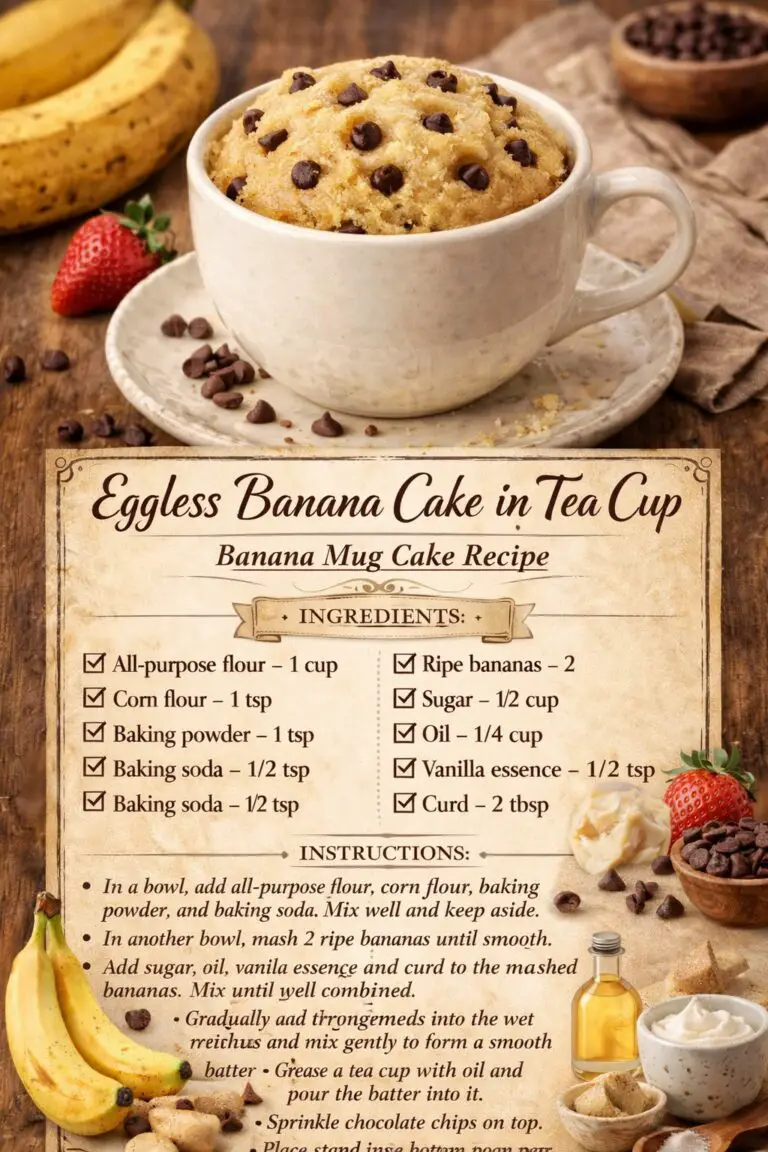 Eggless Banana Cake in a Tea Cup