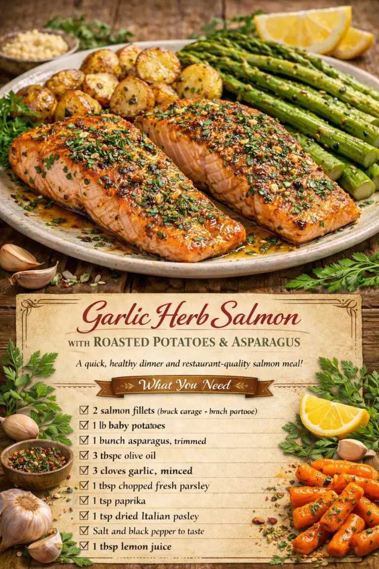 Garlic Herb Salmon with Roasted Potatoes & Asparagus