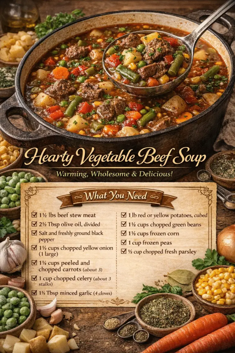Hearty Vegetable Beef Soup – Classic Comforting Homemade Soup
