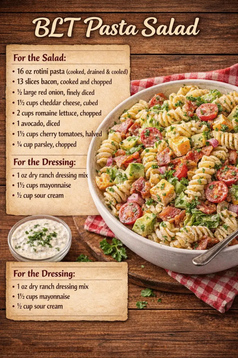 BLT Pasta Salad – Ultimate Creamy Bacon Ranch Favorite