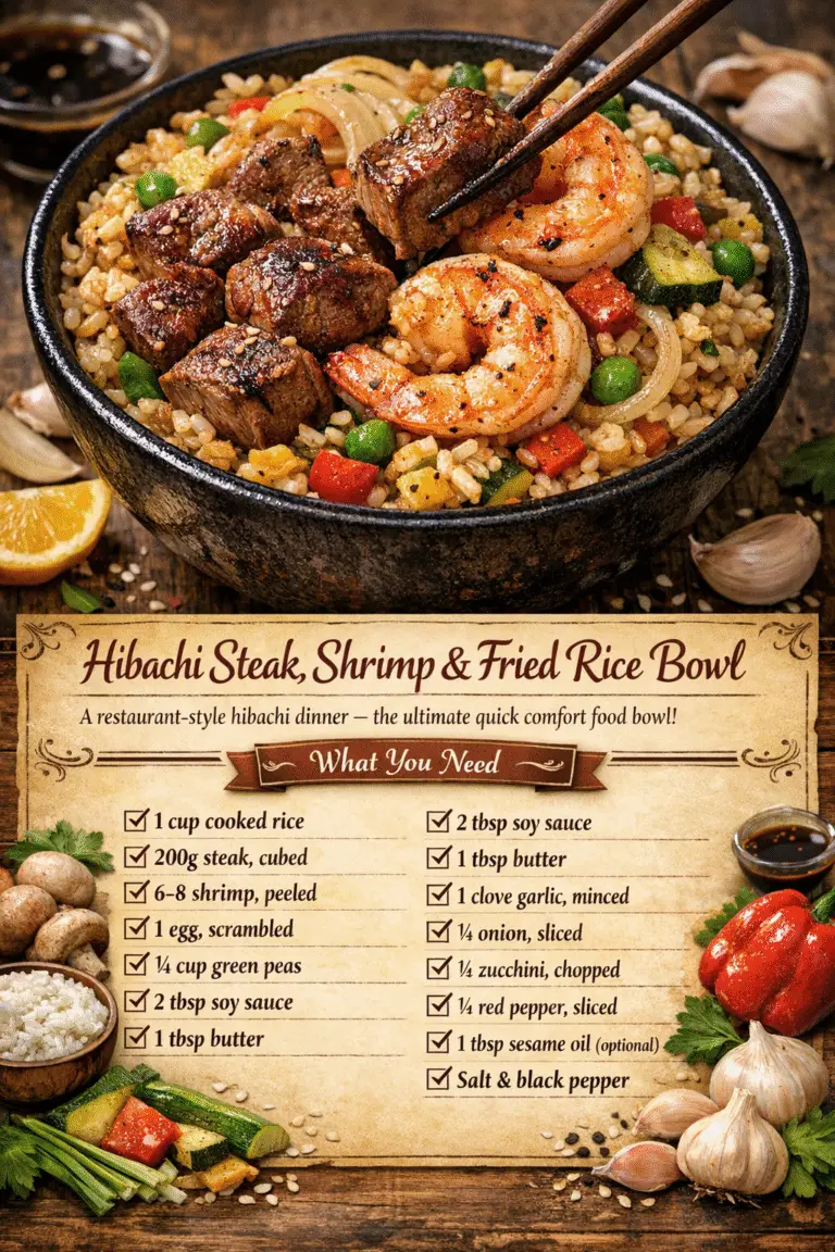 Hibachi Steak, Shrimp & Fried Rice Bowl – Ultimate Quick Comfort Dinner