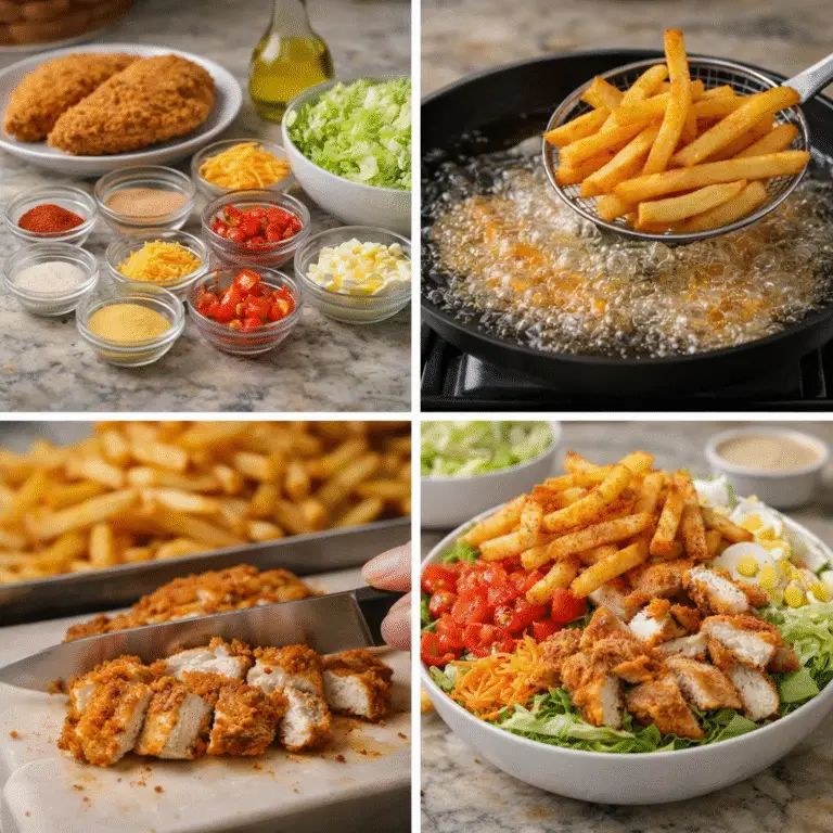 Crispy Chicken Loaded Fries Salad Bowl – Ultimate Flavor-Packed Dinner