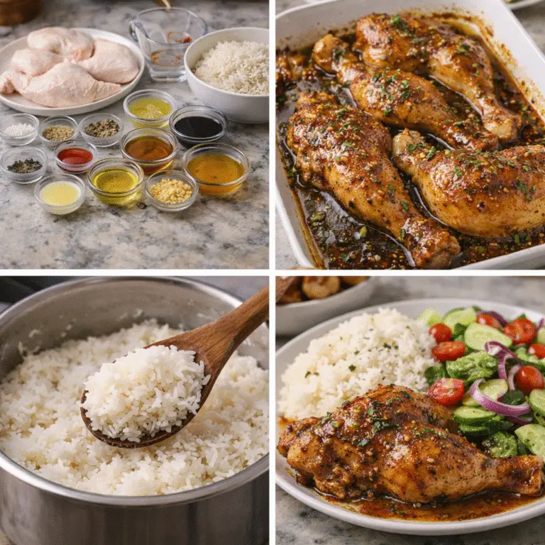 Honey Garlic Roasted Chicken with Steamed Rice & Fresh Garden Salad – Ultimate Easy Family Dinner