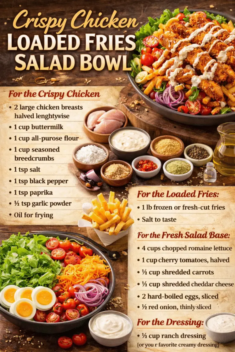 Crispy Chicken Loaded Fries Salad Bowl – Ultimate Comfort Food Mashup